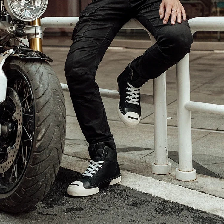 "Field Knight" Motorcycle Boots | Casual Protective Reinforced Canvas Shoes