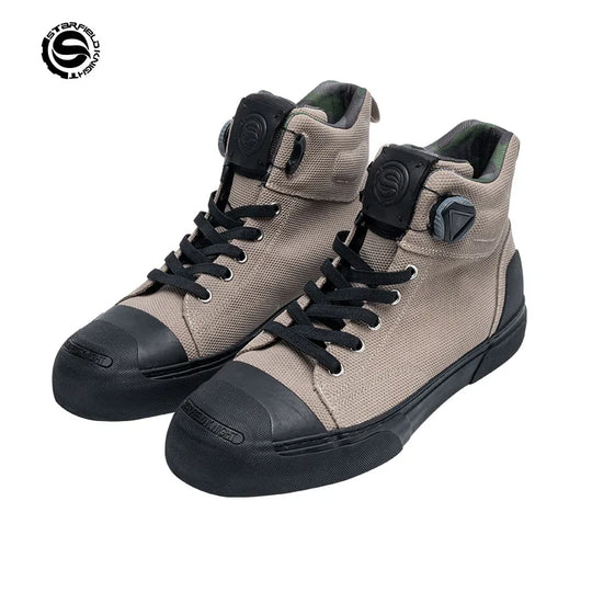 "Field Knight" Motorcycle Boots | Casual Protective Reinforced Canvas Shoes