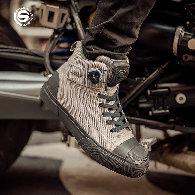 "Field Knight" Motorcycle Boots | Casual Protective Reinforced Canvas Shoes