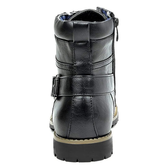 Leather Motorcycle Boots - Double Zipper Square Heel Classic Reinforced Boots