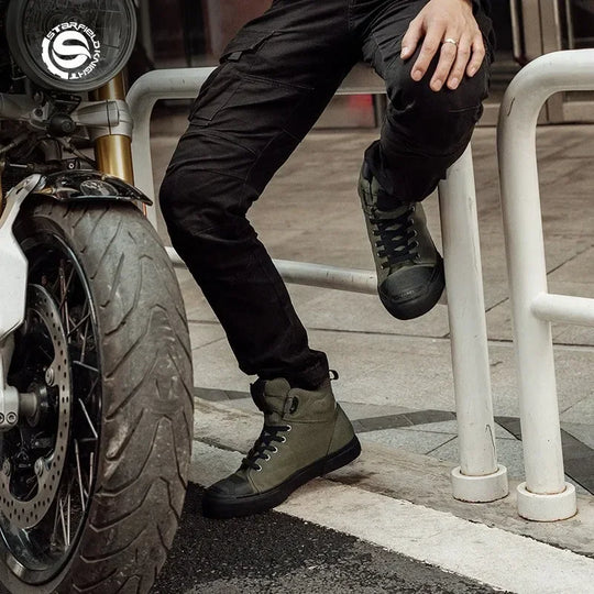 "Field Knight" Motorcycle Boots | Casual Protective Reinforced Canvas Shoes