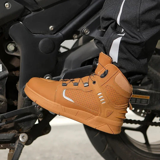 LX Protective Anti-Slip Motorcycle Boots | Plush Leather, Wear-Resistant New Age Moto Shoes