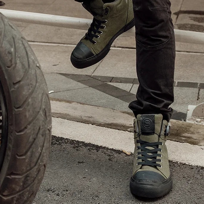 "Field Knight" Motorcycle Boots | Casual Protective Reinforced Canvas Shoes